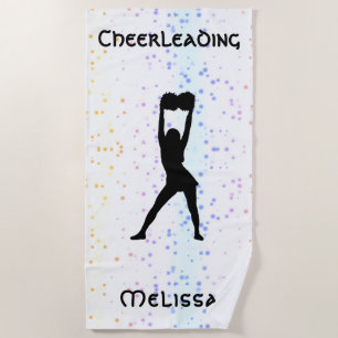 Cheerleading Rainbow Confetti Personalised Fleece  Beach Towel