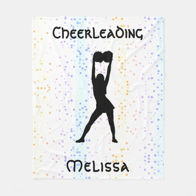 Cheerleading Rainbow Confetti Personalised Fleece Blanket (Front)