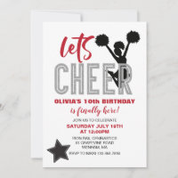 Cheerleading Red, Silver and Black Cheer Birthday