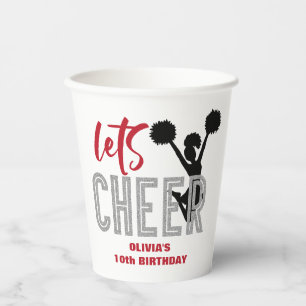 Cheerleading Red Silver Black Cheer Birthday Paper Cups