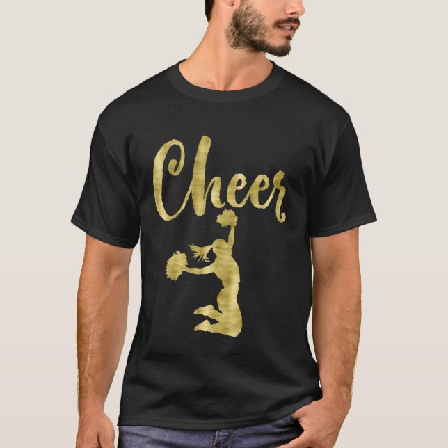 Cheerleading Script Cheer Dark Yellow T-Shirt (Front)