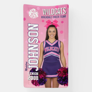Cheerleading Senior Cheer Team Custom Pink Sports Banner