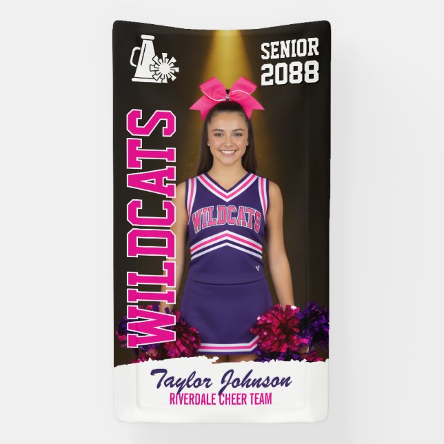 Cheerleading Senior Cheer Team Custom Sports Photo Banner (Vertical)