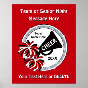 Cheerleading Senior Night Poster Ideas, Red, White