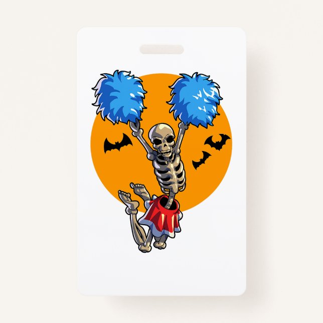 Cheerleading Skeleton Halloween Cheer Mum Girls Wo ID Badge (Front)