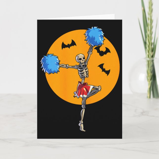Cheerleading Skeleton Halloween Cheer Skeleton Che Card (Front)
