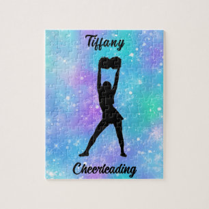 Cheerleading Snowflake Colour Blast with Her Name  Jigsaw Puzzle