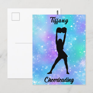 Cheerleading Snowflake Colour Blast with Her Name Postcard