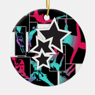 Cheerleading stunts ceramic tree decoration