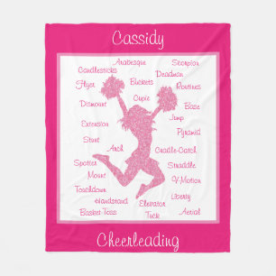 Cheerleading Terms Typography Pink Fleece Blanket