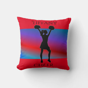 cheerleading throw pillow with personalised name.