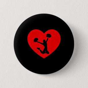 Cheerleading Valentine Heart Shape Cheerleader Lov 6 Cm Round Badge