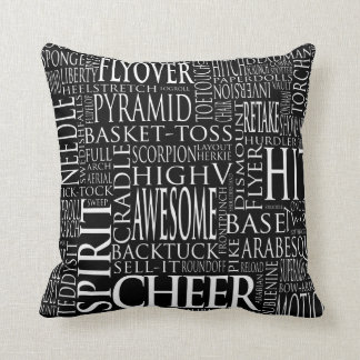 Cheerleading Word Cloud Pillow in Black & White