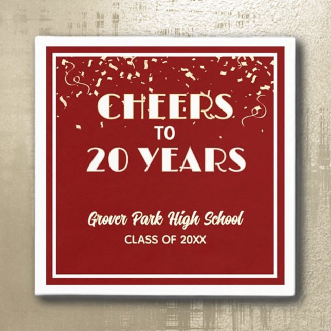 Cheers! 20 Year Class Reunion  Napkin (Creator Uploaded)