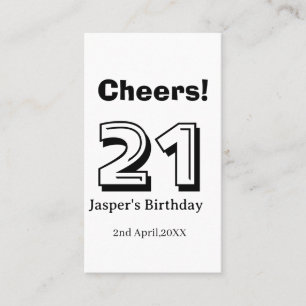 Cheers 21 birthday bold letter name boy man gifts  business card