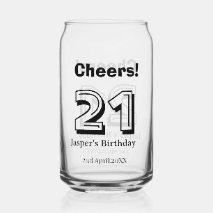 Cheers 21 birthday bold letter name boy man gifts can glass
