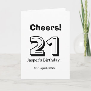 Cheers 21 birthday bold letter name boy man gifts  card