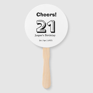 Cheers 21 birthday bold letter name boy man gifts hand fan