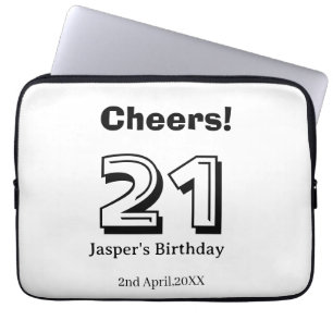 Cheers 21 birthday bold letter name boy man gifts  laptop sleeve