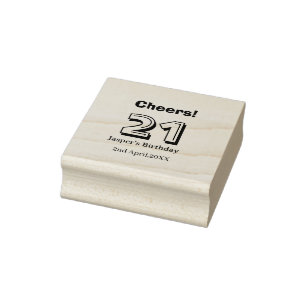Cheers 21 birthday bold letter name boy man gifts rubber stamp