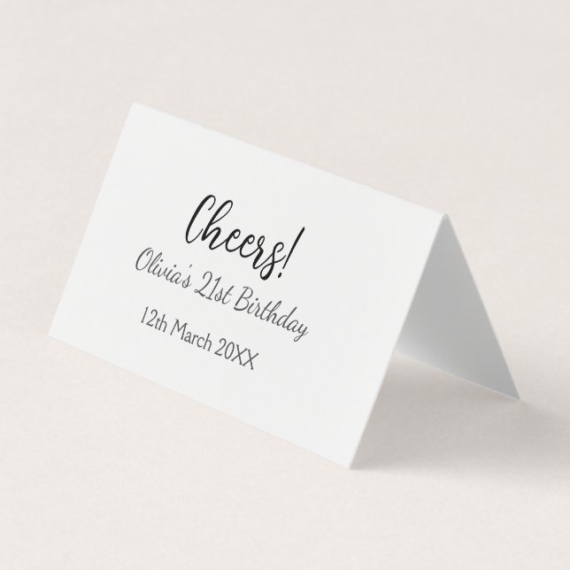 Cheers 21st birthday add name date simple minimal  business card (Front)
