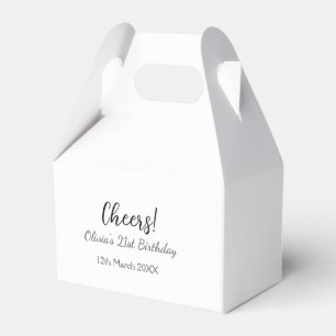 Cheers 21st birthday add name date simple minimal favour box