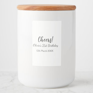 Cheers 21st birthday add name date simple minimal  food label