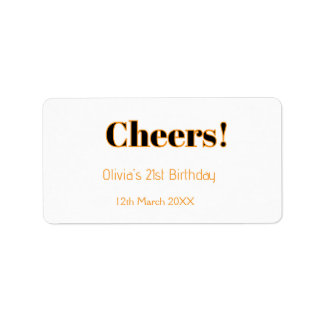 Cheers 21st birthday add name date simple minimal  label