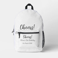 Cheers 21st birthday add name date simple minimal 