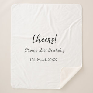 Cheers 21st birthday add name date simple minimal  sherpa blanket