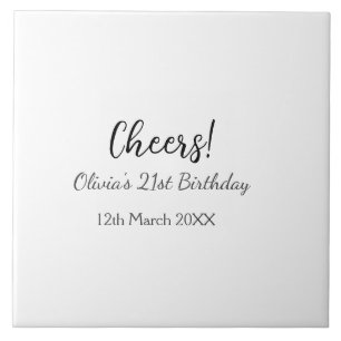 Cheers 21st birthday add name date simple minimal tile
