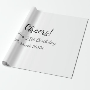 Cheers 21st birthday add name date simple minimal  wrapping paper