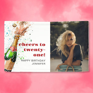 Cheers 21st Birthday Champagne Photo  Banner