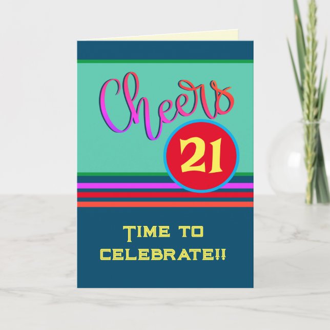 Cheers 21st Birthday Fun Customised Birthday Card (Front)