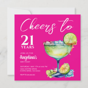 Cheers 21st Birthday Margarita Invitation