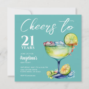 Cheers 21st Birthday Margarita Invitation
