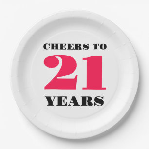 Cheers 21st Birthday Paper Plate