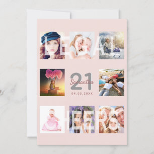 Cheers 21st birthday party custom photo rose gold  invitation