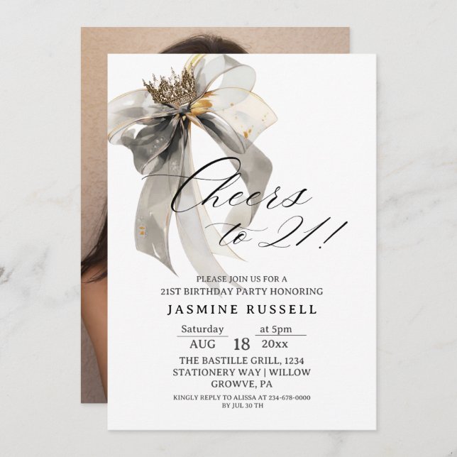 Cheers 21st Birthday Photo Invitation (Front/Back)