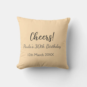 Cheers 30th birthday add name date simple minimal  cushion