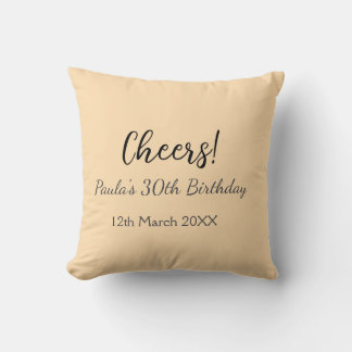 Cheers 30th birthday add name date simple minimal  cushion