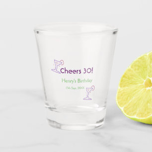 cheers 30th birthday name wine purple glass green