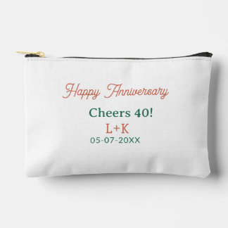 Cheers 40 happy anniversary orange green name date accessory pouch