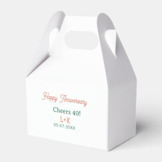 Cheers 40 happy anniversary orange green name date favour box