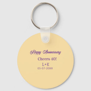 Cheers 40 happy anniversary purple orange pastel n key ring