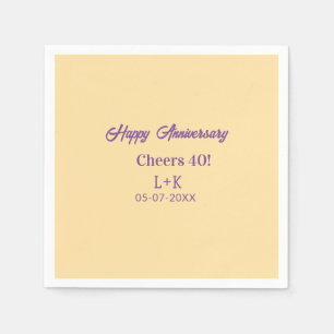 Cheers 40 happy anniversary purple orange pastel n napkin