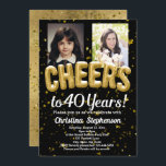 Cheers 40 Years 40th Birthday Then and Now Photo Invitation<br><div class="desc">Add your custom then and now photos! Highlight your growth from a baby or school kid to now as a 40 year old! Add a childhood school photo and a current portrait. Celebrate a fun 40th birthday party with cool 3d like graphics of mylar balloons spelling out the word cheers,...</div>