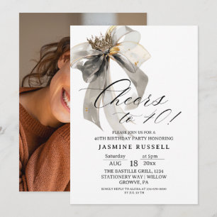 Cheers 40th Modern Birthday Photo Invitation