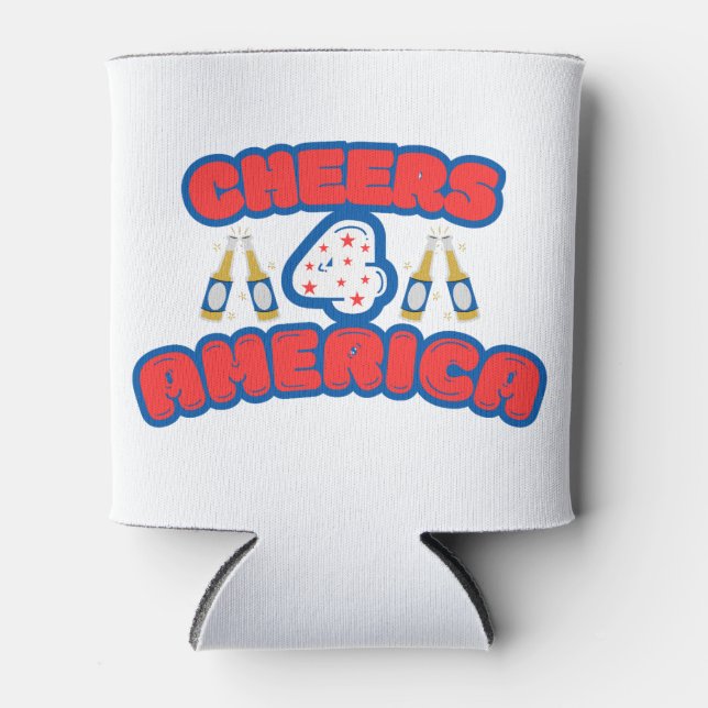 Cheers 4 America in Red, White, and Blue Can Cooler (Front)