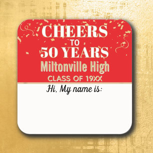 Cheers! 50 Year Class Reunion Name tag